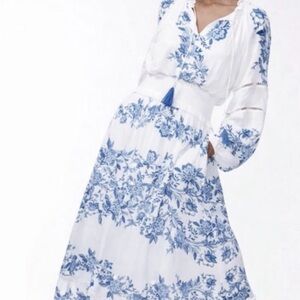 Chico’s Blouson Blooms Maxi Dress Classic Navy  NWT Chicos Size 2-Ladies size 12